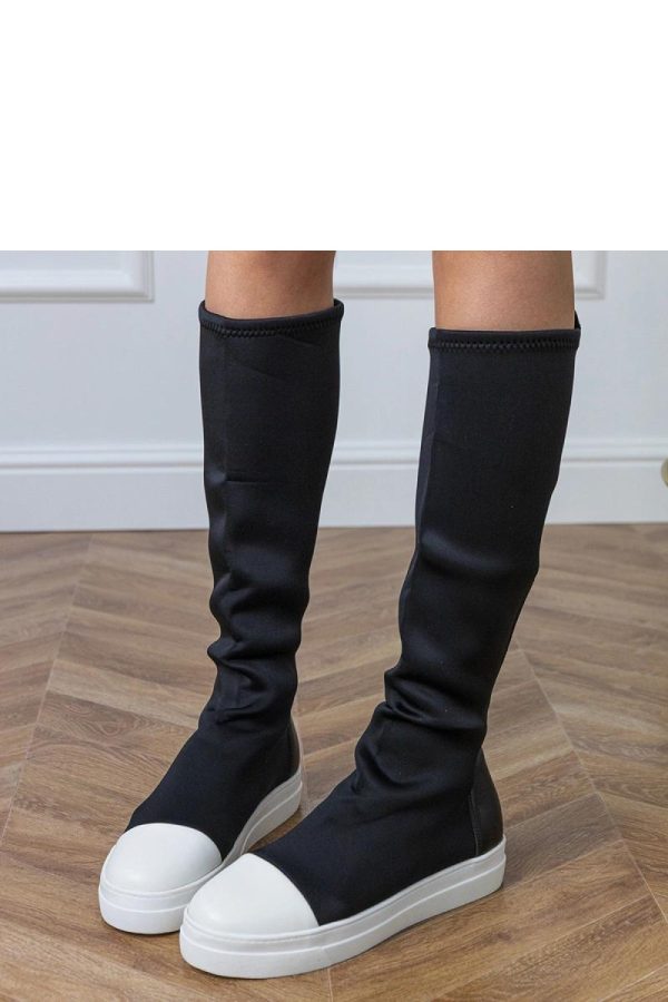 Black Thigh-Hight Boots..Fabric, Footbed and Platform Height