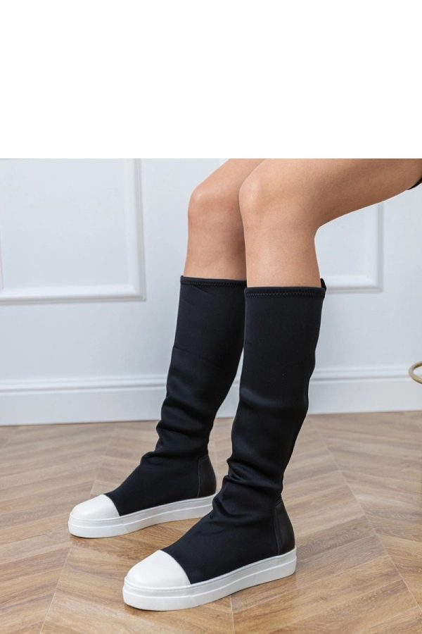 Black Thigh-Hight Boots..Fabric, Footbed and Platform Height