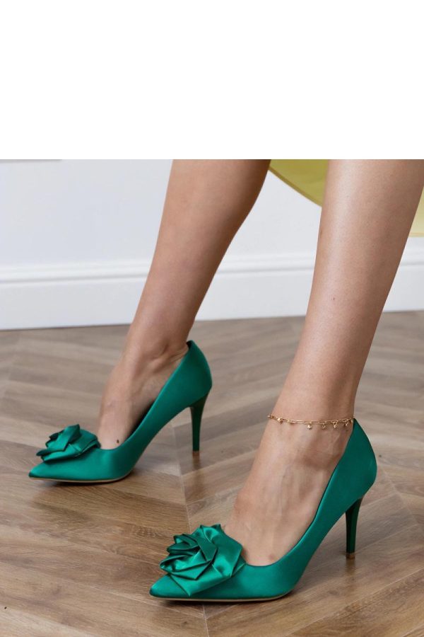 Green High Heels...Fabric, Footbed and Heel Height