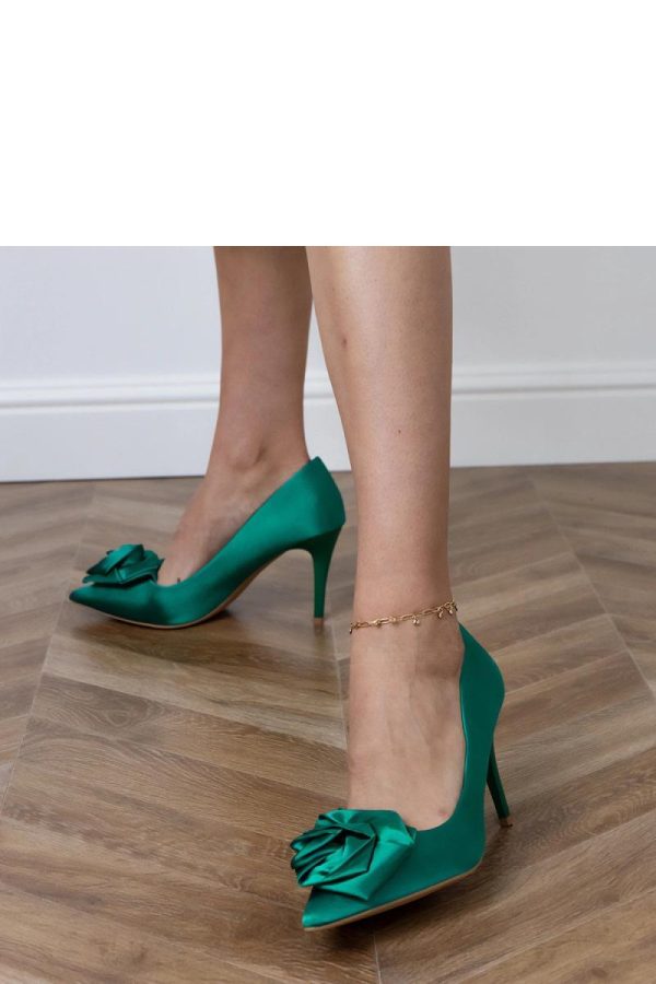 Green High Heels...Fabric, Footbed and Heel Height
