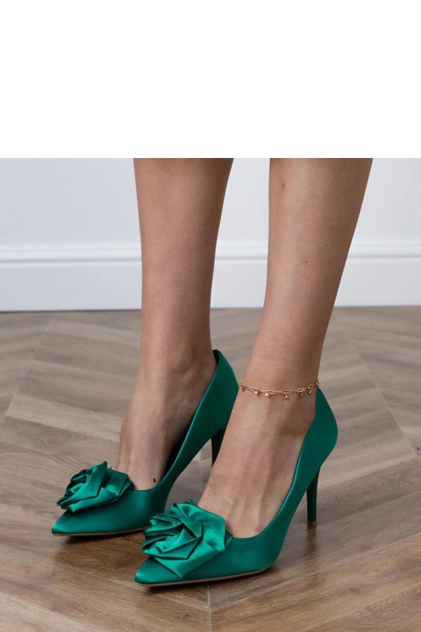 Green High Heels...Fabric, Footbed and Heel Height