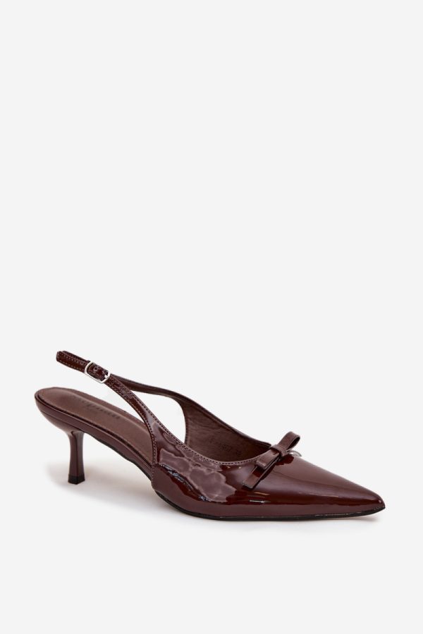 Brown Heel Pumps in Court Shoes, Pumps Shoes with Fabric, Footbed and Heel Height