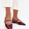 Red Ballet Flats in Ballet Flats, Ballet Pumps For Women with Fabric, Footbed and Heel Height
