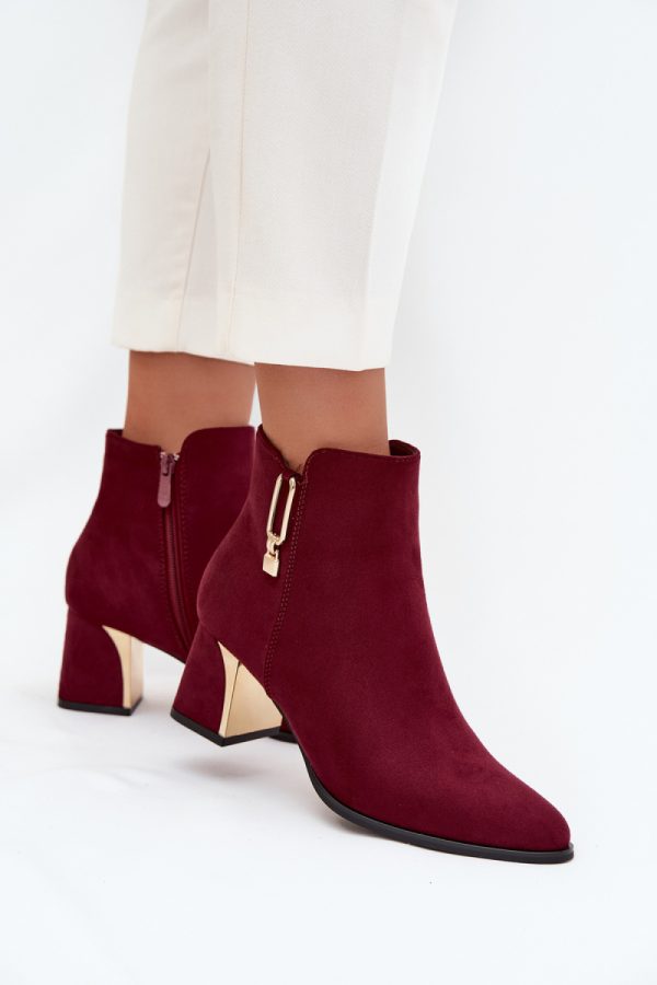 Red Heel Boots in Women`s Ankle Boots & Booties with Fabric, Footbed, Upper Height and Heel Height