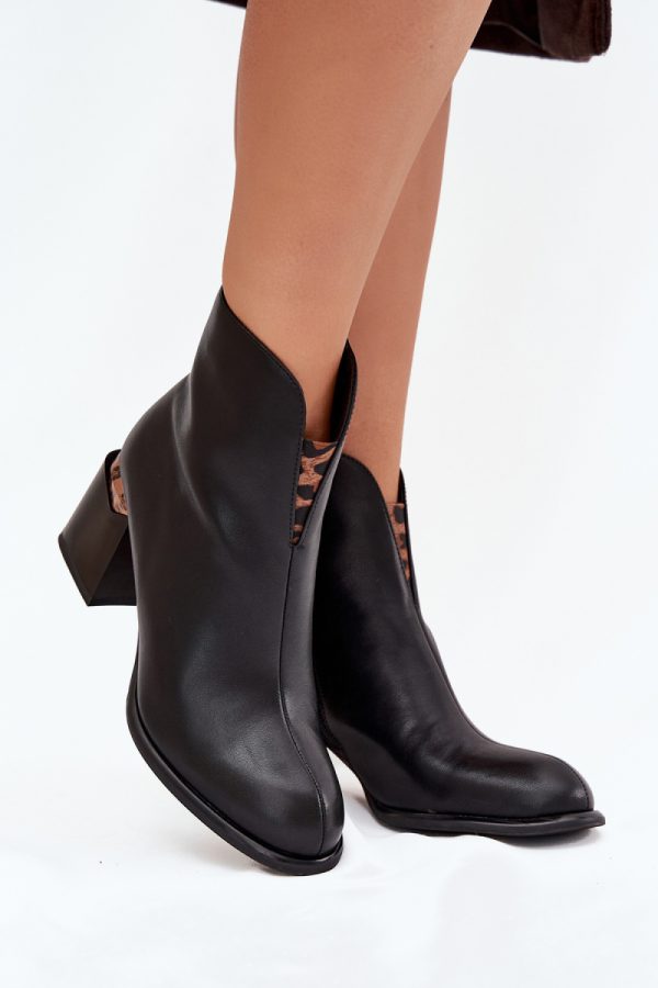 Black Heel Boots in Women`s Ankle Boots & Booties with Fabric, Warmers, Footbed, Upper Height and Heel Height