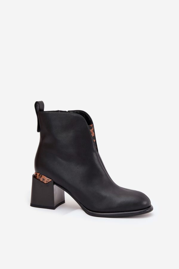 Black Heel Boots in Women`s Ankle Boots & Booties with Fabric, Warmers, Footbed, Upper Height and Heel Height