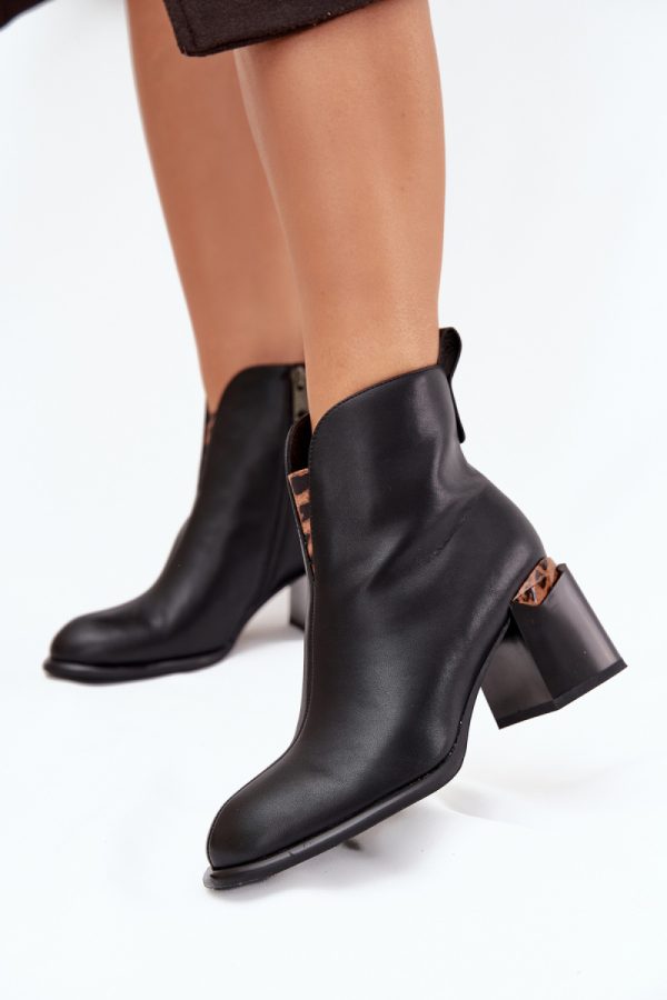 Black Heel Boots in Women`s Ankle Boots & Booties with Fabric, Warmers, Footbed, Upper Height and Heel Height
