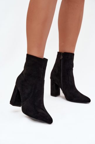 Black Heel Boots in Women`s Ankle Boots & Booties with Fabric, Warmers, Footbed, Upper Height and Heel Height
