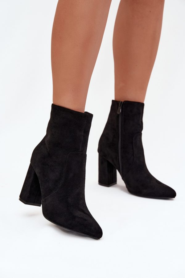 Black Heel Boots in Women`s Ankle Boots & Booties with Fabric, Warmers, Footbed, Upper Height and Heel Height