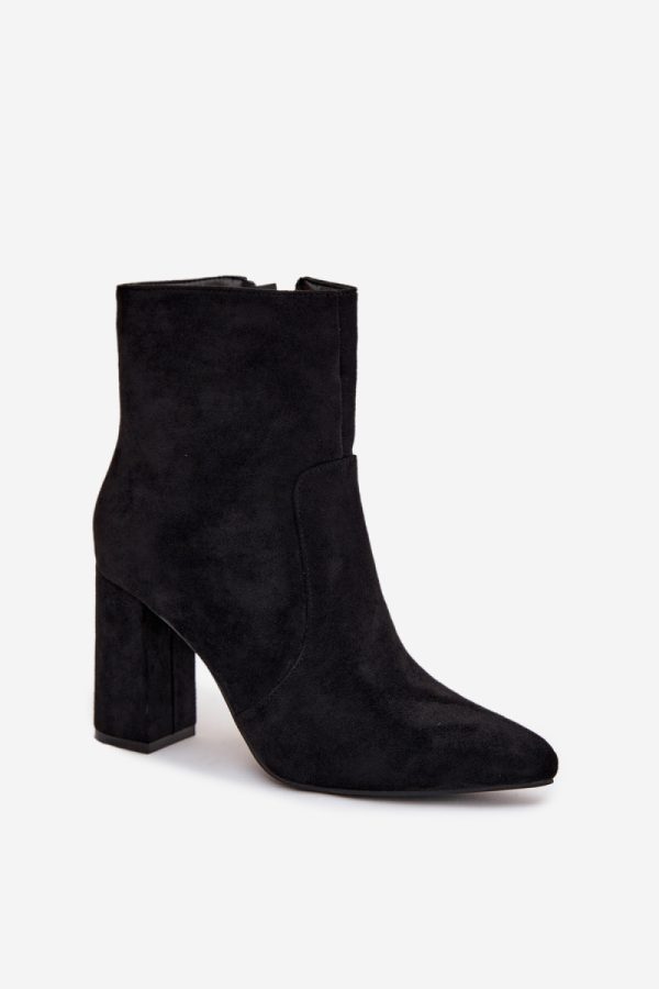 Black Heel Boots in Women`s Ankle Boots & Booties with Fabric, Warmers, Footbed, Upper Height and Heel Height