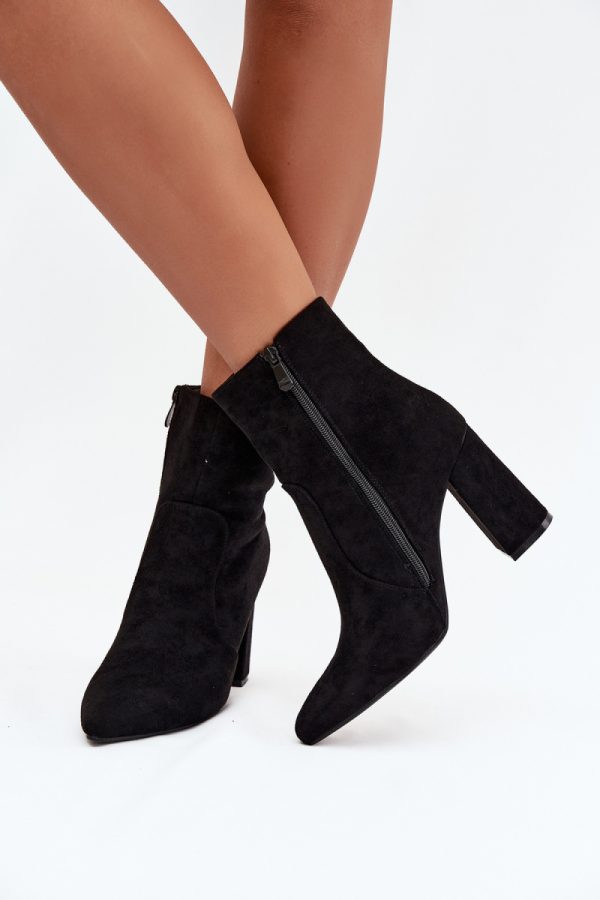 Black Heel Boots in Women`s Ankle Boots & Booties with Fabric, Warmers, Footbed, Upper Height and Heel Height