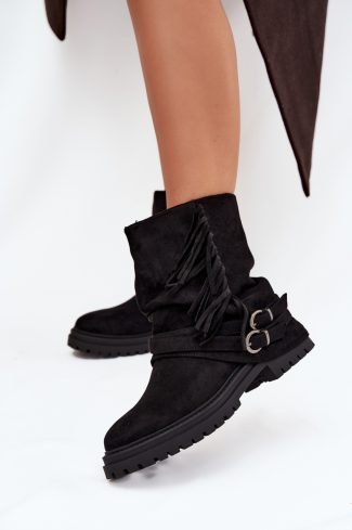 Black Boots in Women`s Ankle Boots & Booties with Fabric, Warmers, Footbed, Upper Height and Heel Height