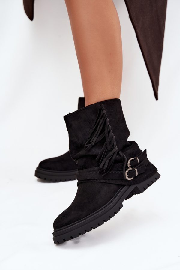 Black Boots in Women`s Ankle Boots & Booties with Fabric, Warmers, Footbed, Upper Height and Heel Height