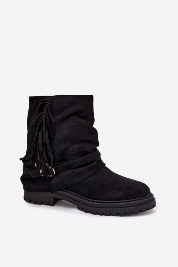 Black Boots in Women`s Ankle Boots & Booties with Fabric, Warmers, Footbed, Upper Height and Heel Height