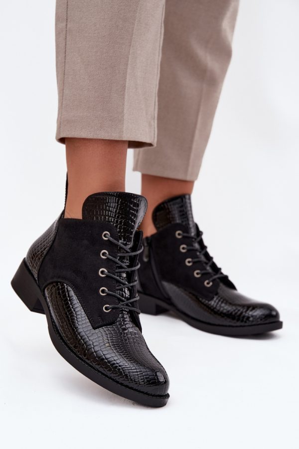 Black Boots in Women`s Ankle Boots & Booties with Fabric, Warmers, Footbed, Upper Height and Heel Height