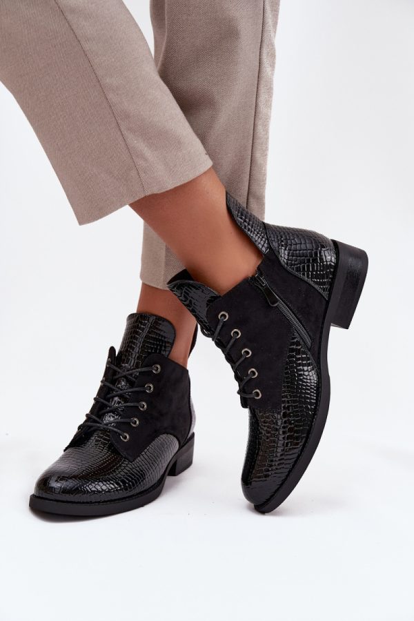 Black Boots in Women`s Ankle Boots & Booties with Fabric, Warmers, Footbed, Upper Height and Heel Height