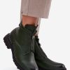 Green Boots in Women`s Ankle Boots & Booties with Fabric, Warmers, Footbed, Upper Height and Heel Height