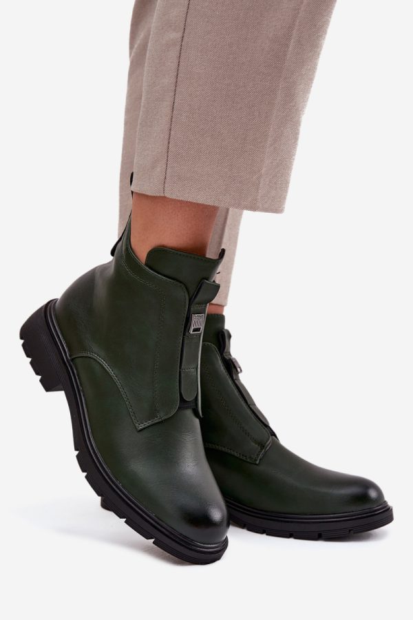 Green Boots in Women`s Ankle Boots & Booties with Fabric, Warmers, Footbed, Upper Height and Heel Height