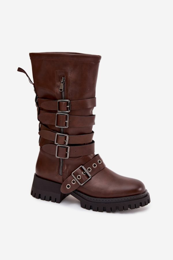 Brown Thigh-Hight Boots in Over The Knee High Boots, Thigh High Boots with Fabric, Warmers, Footbed, Upper Height and Heel Height