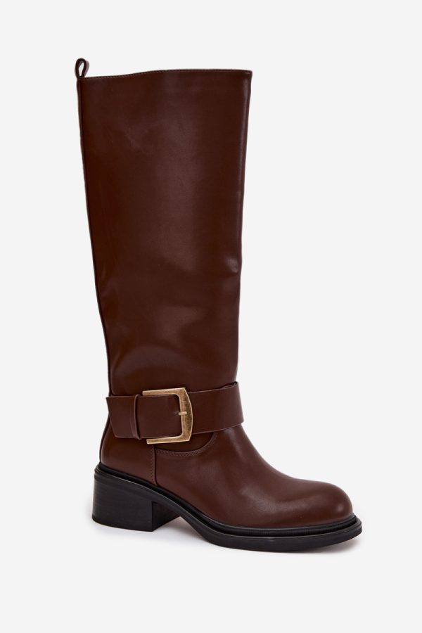 Brown Thigh-Hight Boots in Over The Knee High Boots, Thigh High Boots with Fabric, Warmers, Footbed, Upper Height and Heel Height