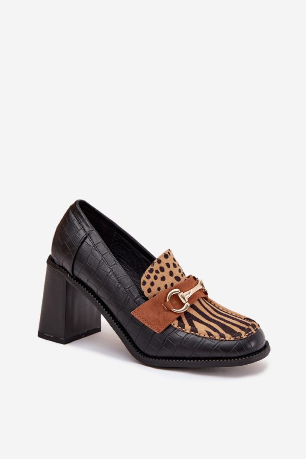 Black Heeled Low Shoes..Fabric, Footbed, Upper Height and Heel Height