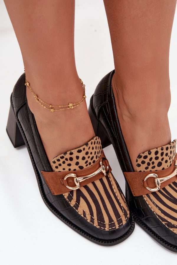 Black Heeled Low Shoes..Fabric, Footbed, Upper Height and Heel Height