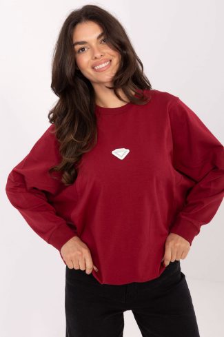 Red Sweatshirt in Sweatshirts For Women with Cotton and Spandex