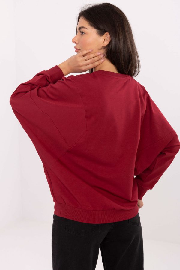 Red Sweatshirt in Sweatshirts For Women with Cotton and Spandex