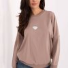 Beige Sweatshirt in Sweatshirts For Women with Cotton and Spandex