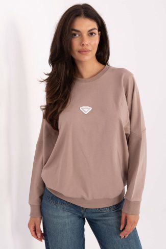 Beige Sweatshirt in Sweatshirts For Women with Cotton and Spandex