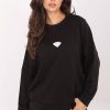 Black Sweatshirt in Sweatshirts For Women with Cotton and Spandex