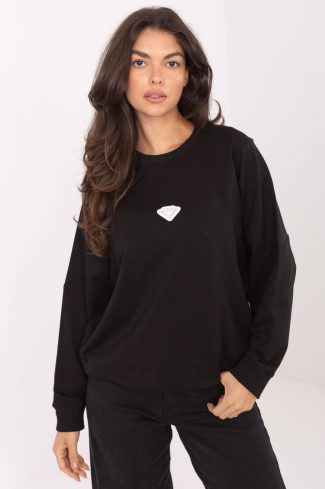 Black Sweatshirt in Sweatshirts For Women with Cotton and Spandex