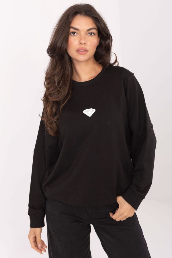 Black Sweatshirt in Sweatshirts For Women with Cotton and Spandex