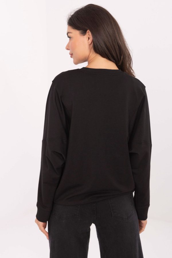 Black Sweatshirt in Sweatshirts For Women with Cotton and Spandex