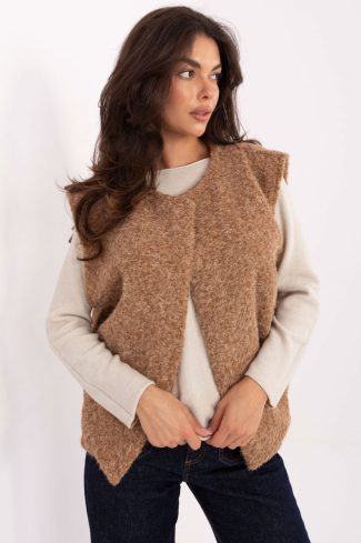 Brown Gilet in Women`s Coats, Jackets with Polyester