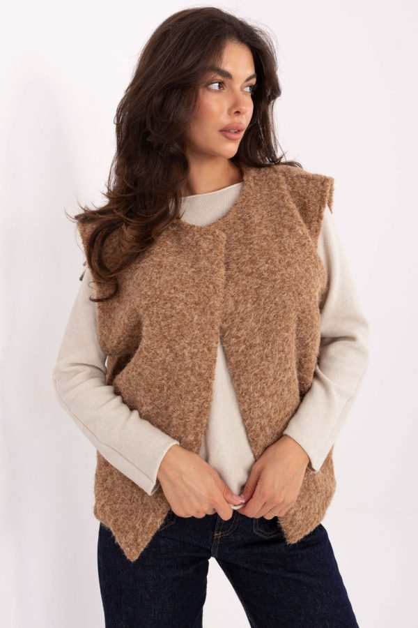 Brown Gilet in Women`s Coats, Jackets with Polyester