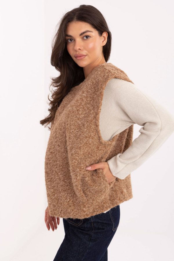 Brown Gilet in Women`s Coats, Jackets with Polyester