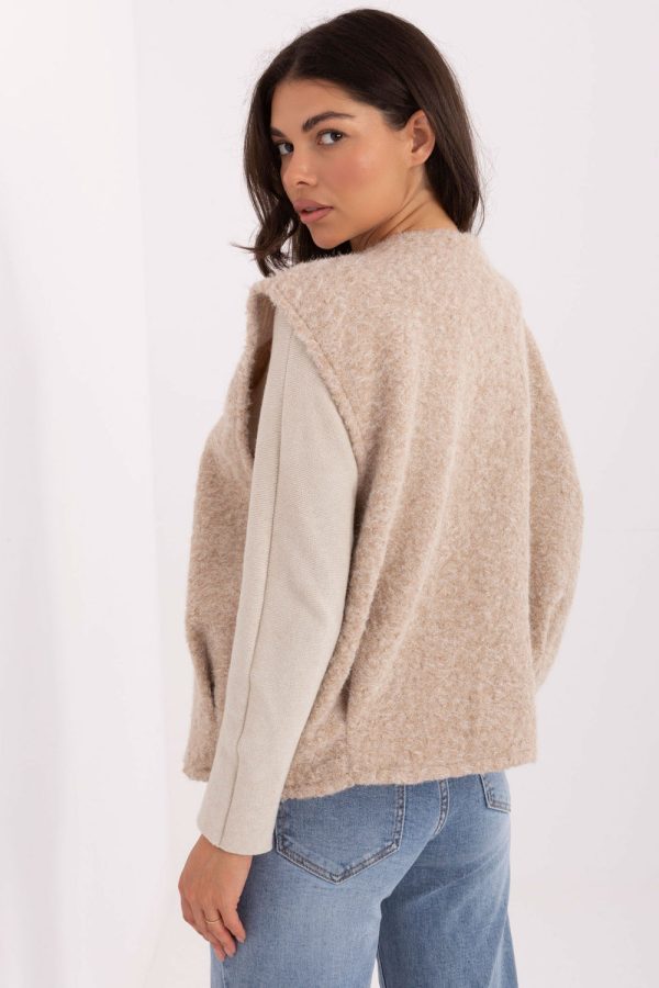 Beige Gilet in Women`s Coats, Jackets with Polyester