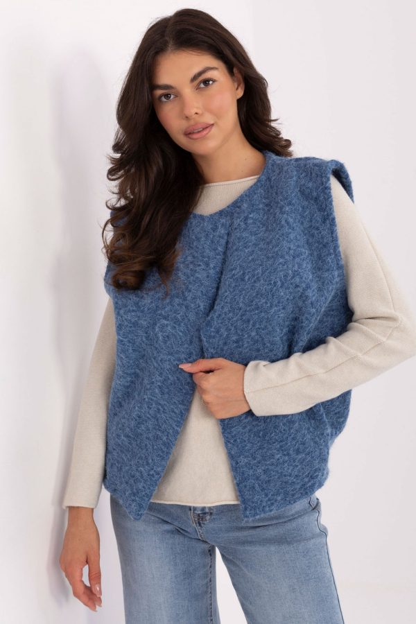 Blue Gilet in Women`s Coats, Jackets with Polyester