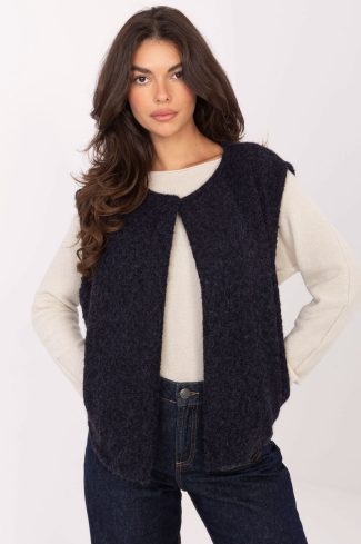 Navy Blue Gilet in Women`s Coats, Jackets with Polyester