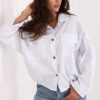 1092907 White Long Sleeve Shirt in Shirts For Women with Cotton and Spandex