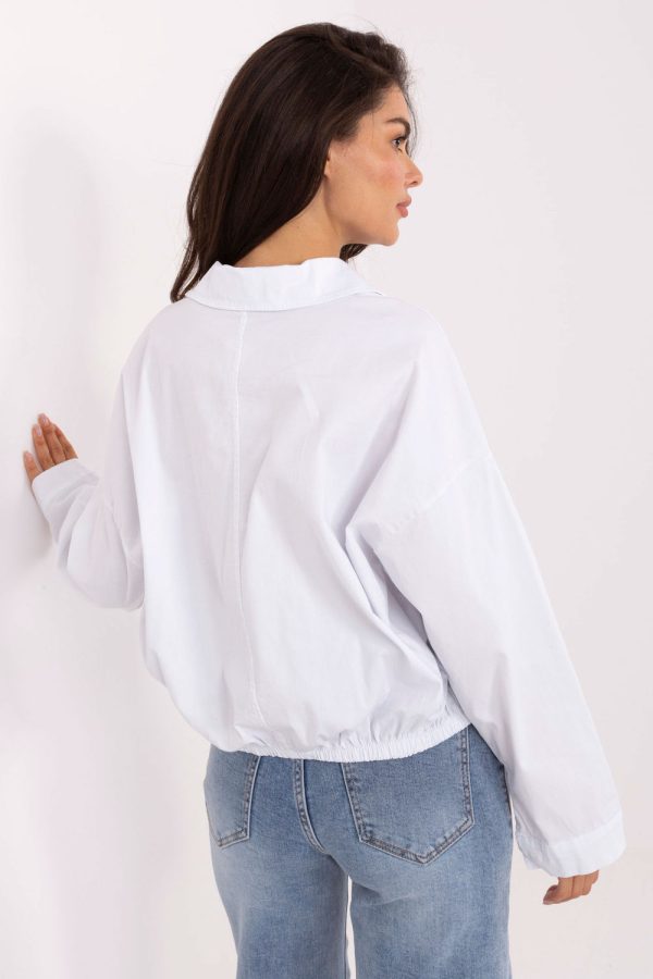 White Long Sleeve Shirt in Shirts For Women with Cotton and Spandex