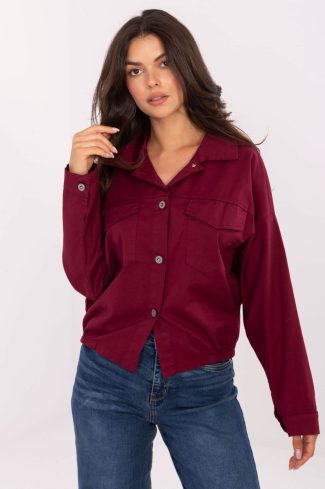 1092910 Red Long Sleeve Shirt in Shirts For Women with Cotton and Spandex