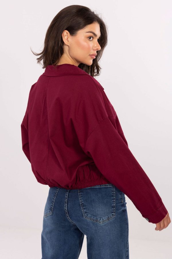 Red Long Sleeve Shirt in Shirts For Women with Cotton and Spandex
