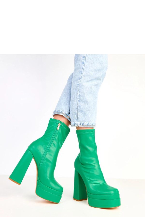 Green Heel Boots in Women`s Ankle Boots & Booties with Fabric, Footbed, Upper Height, Heel Height and Platform Height
