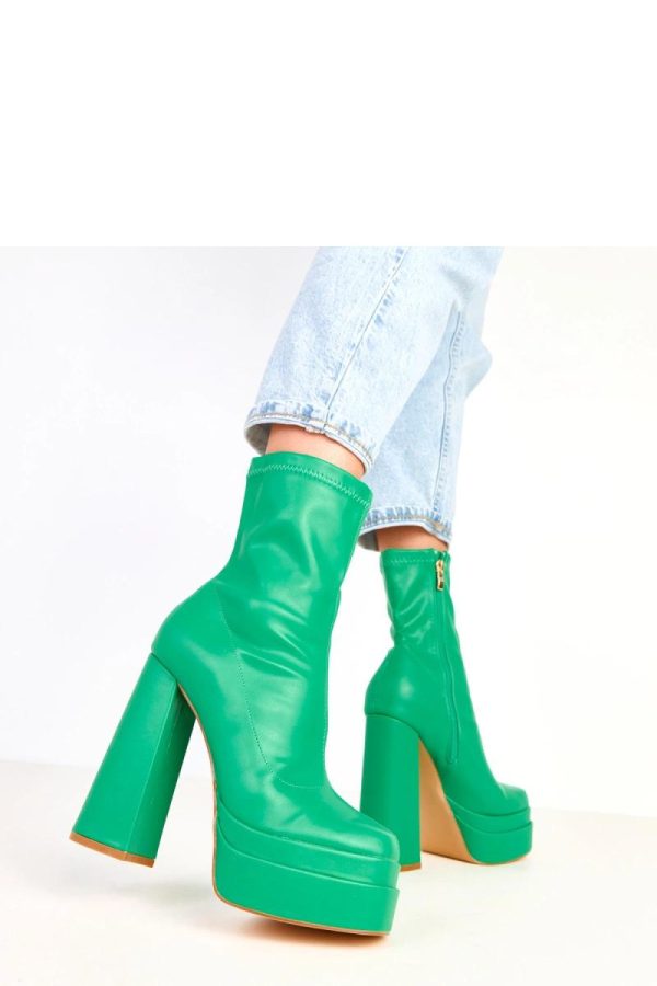 Green Heel Boots in Women`s Ankle Boots & Booties with Fabric, Footbed, Upper Height, Heel Height and Platform Height