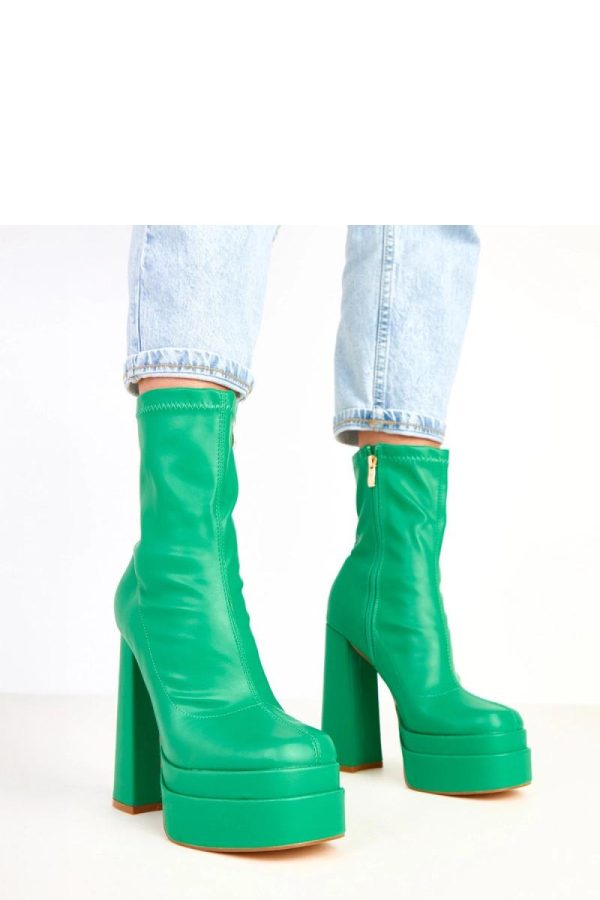 Green Heel Boots in Women`s Ankle Boots & Booties with Fabric, Footbed, Upper Height, Heel Height and Platform Height