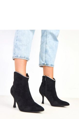 Black Heel Boots..Fabric, Footbed, Upper Height and Heel Height