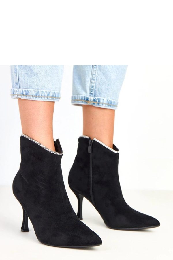 Black Heel Boots..Fabric, Footbed, Upper Height and Heel Height