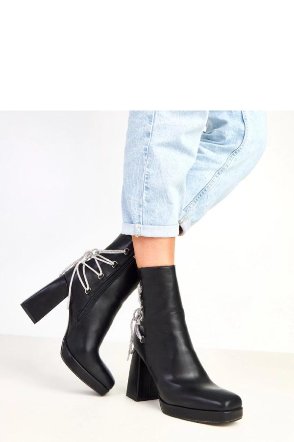Black Heel Boots in Women`s Ankle Boots & Booties with Fabric, Footbed, Upper Height, Heel Height and Platform Height